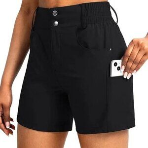 Viodia Hiking Golf Shorts 5" UPF 50+ Pocket High Waist Waterproof Black S